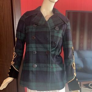 Denim & Supply Ralph Lauren Green and Black Pea Coat